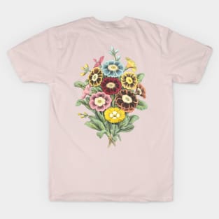 Primrose Flower Bouquet Vintage Botanical Illustration T-Shirt